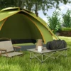 Campingtafel opklaptafel met oprolbare tafelblad x frame tuintafel van aluminium lichtgewicht 2 personen bijzettafel vouwtafel voor tuin balkon camping 95 x 55cm khaki 2