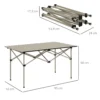 Campingtafel opklaptafel met oprolbare tafelblad x frame tuintafel van aluminium lichtgewicht 2 personen bijzettafel vouwtafel voor tuin balkon camping 95 x 55cm khaki 4