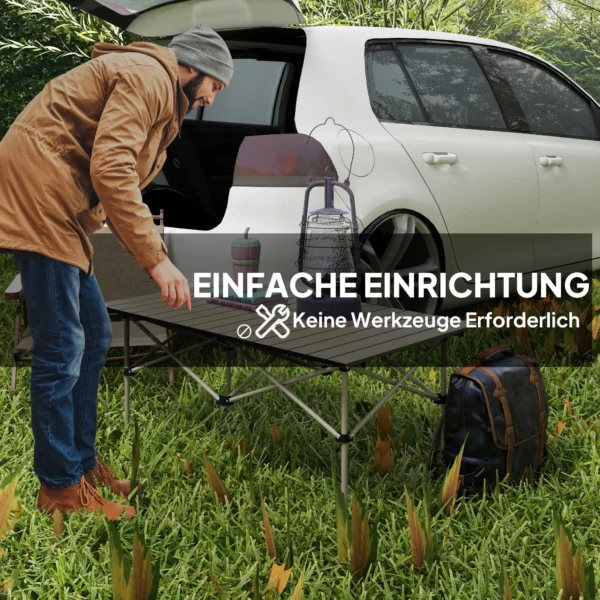 Campingtafel opklaptafel met oprolbare tafelblad x frame tuintafel van aluminium lichtgewicht 2 personen bijzettafel vouwtafel voor tuin balkon camping 95 x 55cm khaki 7