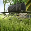 Campingtafel opklaptafel met oprolbare tafelblad x frame tuintafel van aluminium lichtgewicht 2 personen bijzettafel vouwtafel voor tuin balkon camping 95 x 55cm khaki 9