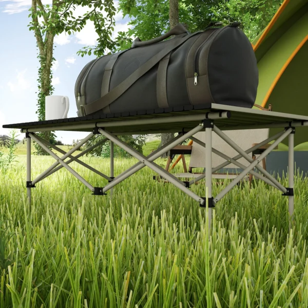 Campingtafel opklaptafel met oprolbare tafelblad x frame tuintafel van aluminium lichtgewicht 2 personen bijzettafel vouwtafel voor tuin balkon camping 95 x 55cm khaki 9