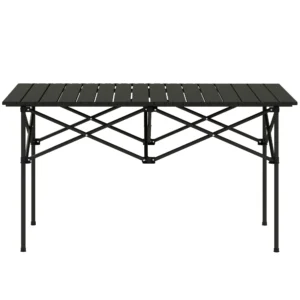 Campingtafel opklaptafel met oprolbare tafelblad x frame tuintafel van aluminium lichtgewicht 2 personen bijzettafel vouwtafel voor tuin balkon camping 95 x 55cm zwart 1