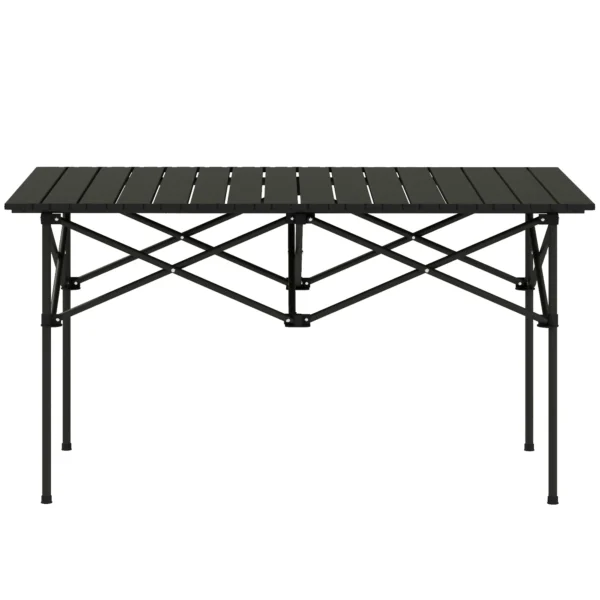 Campingtafel opklaptafel met oprolbare tafelblad x frame tuintafel van aluminium lichtgewicht 2 personen bijzettafel vouwtafel voor tuin balkon camping 95 x 55cm zwart 1