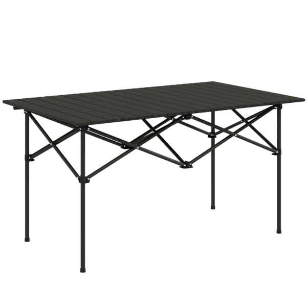 Campingtafel opklaptafel met oprolbare tafelblad x frame tuintafel van aluminium lichtgewicht 2 personen bijzettafel vouwtafel voor tuin balkon camping 95 x 55cm zwart 10