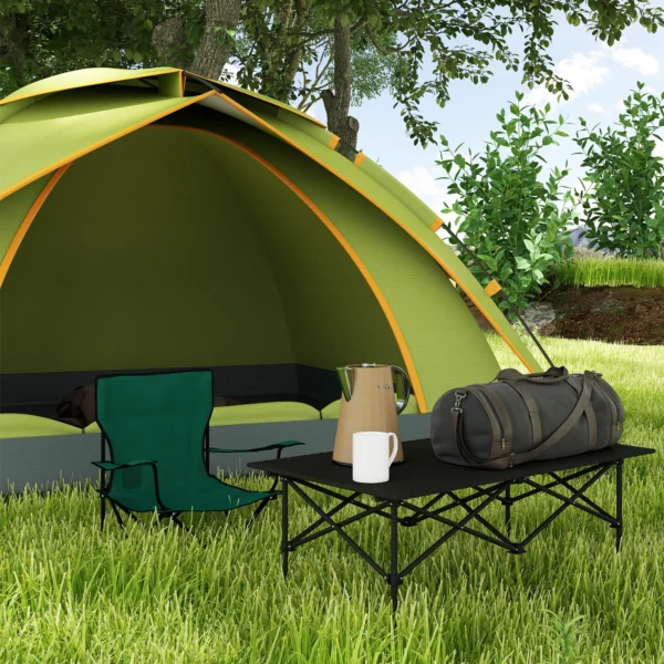 Campingtafel opklaptafel met oprolbare tafelblad x frame tuintafel van aluminium lichtgewicht 2 personen bijzettafel vouwtafel voor tuin balkon camping 95 x 55cm zwart 2
