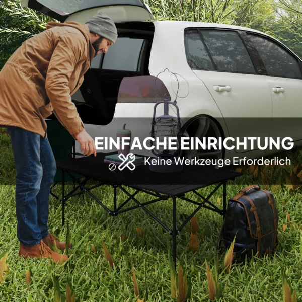 Campingtafel opklaptafel met oprolbare tafelblad x frame tuintafel van aluminium lichtgewicht 2 personen bijzettafel vouwtafel voor tuin balkon camping 95 x 55cm zwart 7