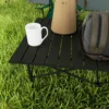 Campingtafel opklaptafel met oprolbare tafelblad x frame tuintafel van aluminium lichtgewicht 2 personen bijzettafel vouwtafel voor tuin balkon camping 95 x 55cm zwart 8