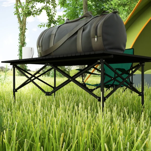 Campingtafel opklaptafel met oprolbare tafelblad x frame tuintafel van aluminium lichtgewicht 2 personen bijzettafel vouwtafel voor tuin balkon camping 95 x 55cm zwart 9