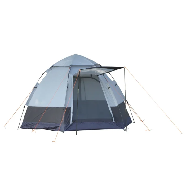 Campingtent 3 4 personen, gezinstent, koepeltent, 210t pu, staal, glasvezel, grijs+zwart, 240 x 240 x 195 cm 1