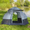 Campingtent 3 4 personen, gezinstent, koepeltent, 210t pu, staal, glasvezel, grijs+zwart, 240 x 240 x 195 cm 2