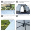 Campingtent 3 4 personen, gezinstent, koepeltent, 210t pu, staal, glasvezel, grijs+zwart, 240 x 240 x 195 cm 6