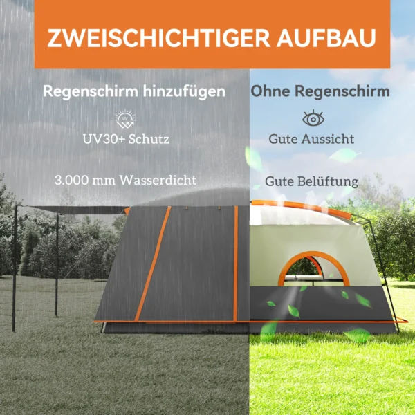Campingtent voor 4 6 personen licht, stabiel waterdicht tunnel tent met luifel grondzeil zijdeur venster draagtas familietent tent voor camping reis tuin 5