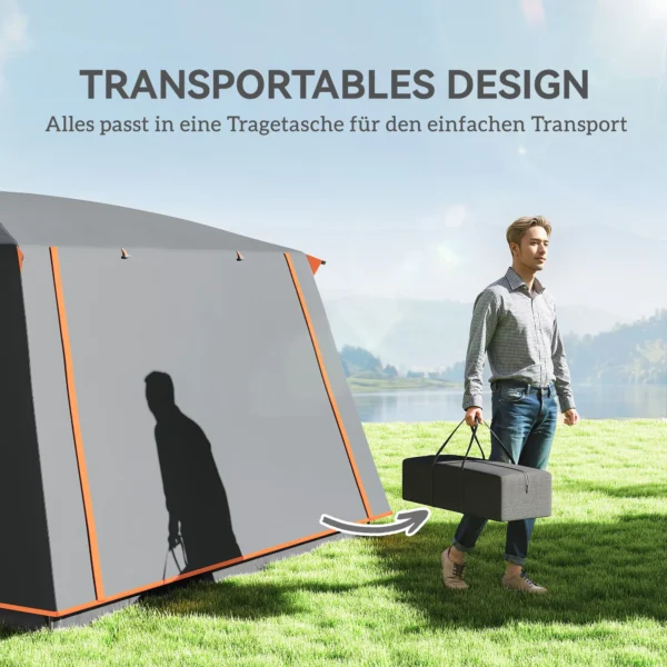 Campingtent voor 4 6 personen licht, stabiel waterdicht tunnel tent met luifel grondzeil zijdeur venster draagtas familietent tent voor camping reis tuin 8