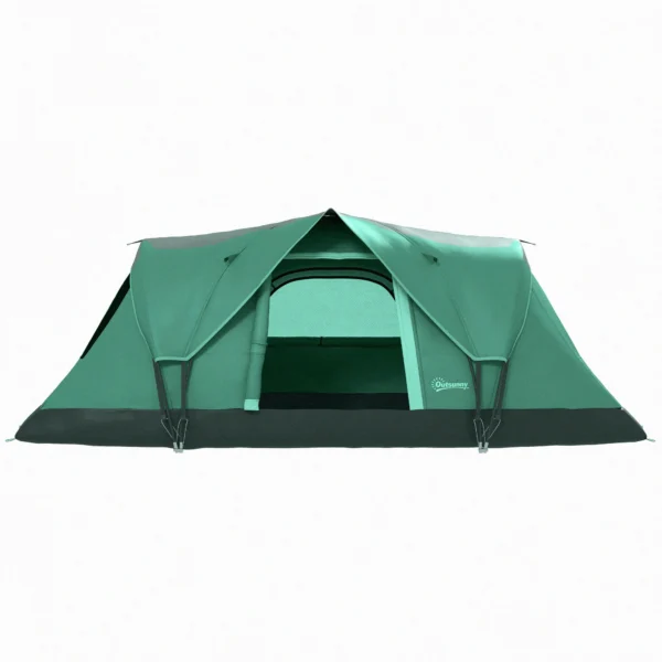 Campingtent voor 5 6 personen tunnel tent met haringen, koepeltent, polyester, legergroen + zwart, 4,55x2,3x1,8m 1