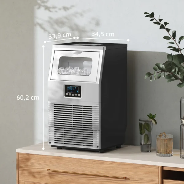 Commerciële ijsblokjesmachine 30kg/24h ijsmachine met digitale besturing, ijsportioneerder, zelfreinigende ijsblokjesmaker van roestvrij staal voor kantoor, restaurant, bar, café 4