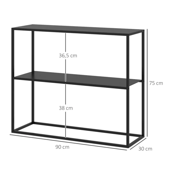 Console tafel gang tafel bijzettafel van staal met 2 niveaus en kiepbeveiliging 90x30x75 cm voor entreegebied 4
