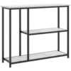 Console tafel gangtafel met 2 niveaus bijzettafel soffa tafel met kiepbeveiliging staal wit 100 x 30 x 80 cm voor woonkamer & gang 1