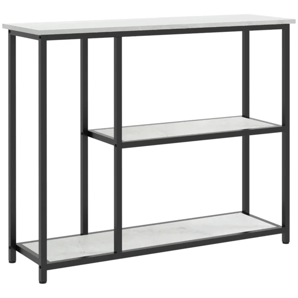 Console tafel gangtafel met 2 niveaus bijzettafel soffa tafel met kiepbeveiliging staal wit 100 x 30 x 80 cm voor woonkamer & gang 1