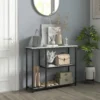 Console tafel gangtafel met 2 niveaus bijzettafel soffa tafel met kiepbeveiliging staal wit 100 x 30 x 80 cm voor woonkamer & gang 2