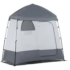 Douchetent voor 2 personen toilettent met draagtas 3 deuren 2 ramen kleedkamer grijs voor camping & outdoor 1