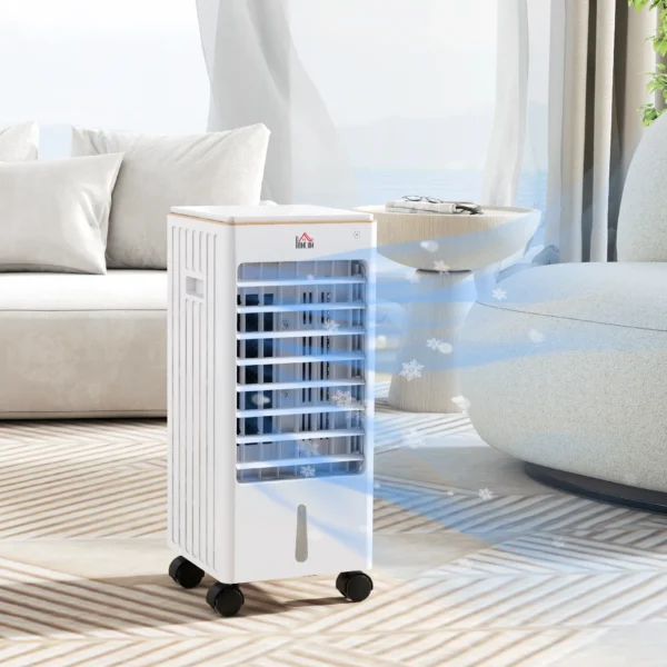 Draagbaar klimaatapparaat 3 in 1 65w voor 15 20㎡ met 3 modi en timerfunctie, mobiel met wielen en draaggreep, abs, wit 2