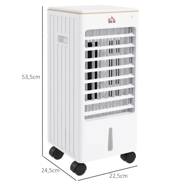 Draagbaar klimaatapparaat 3 in 1 65w voor 15 20㎡ met 3 modi en timerfunctie, mobiel met wielen en draaggreep, abs, wit 4