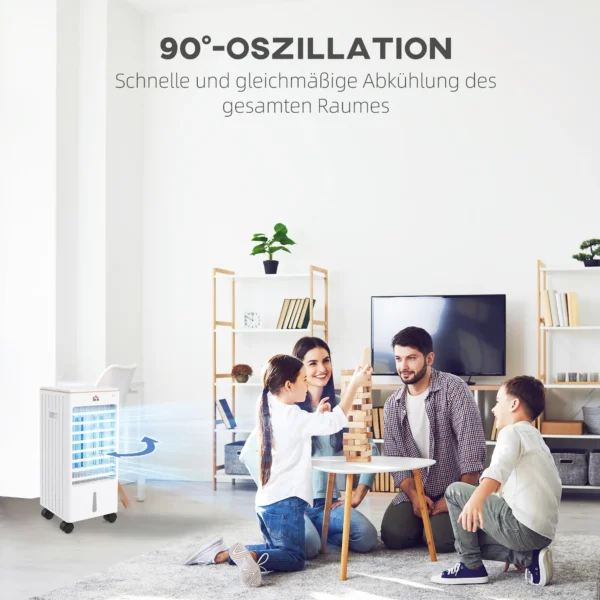 Draagbaar klimaatapparaat 3 in 1 65w voor 15 20㎡ met 3 modi en timerfunctie, mobiel met wielen en draaggreep, abs, wit 8