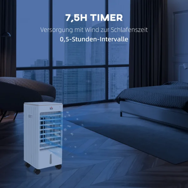Draagbaar klimaatapparaat 3 in 1 65w voor 15 20㎡ met 3 modi en timerfunctie, mobiel met wielen en draaggreep, abs, wit 9