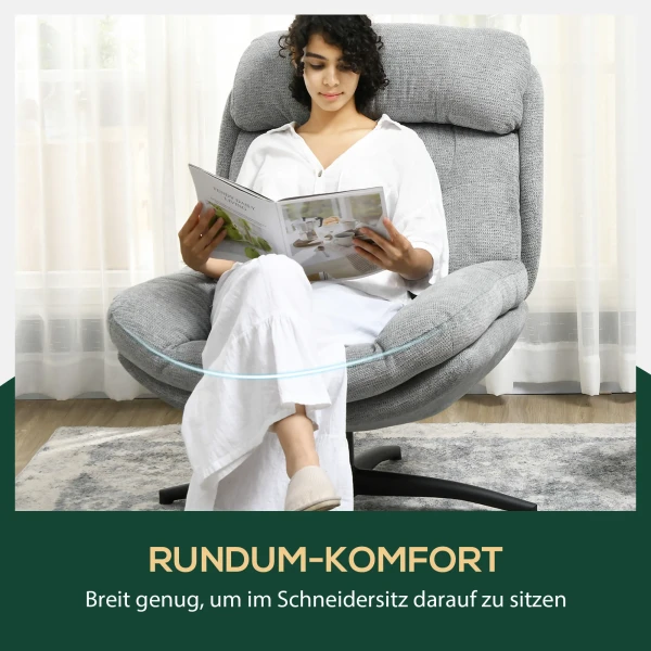 Draaibare fauteuil, loungestoel met waterafstotende chenille look, gestoffeerde relaxstoel met geïntegreerde armleuning, voor woonkamer 6