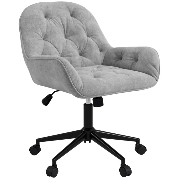 Draaistoel in hoogte verstelbaar ergonomische werkstoel met fluwelen look in lichtgrijs voor woonkamer & kantoor 1