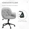 Draaistoel in hoogte verstelbaar ergonomische werkstoel met fluwelen look in lichtgrijs voor woonkamer & kantoor 5