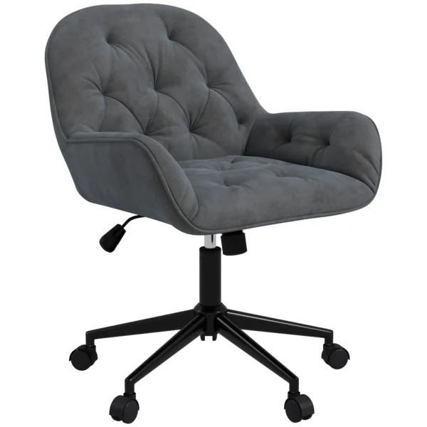 Draaistoel woonkamerstoel ergonomische bureaustoel fluweelachtig donkergrijs met verstelbare hoogte & comfortabele bekleding 1