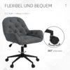 Draaistoel woonkamerstoel ergonomische bureaustoel fluweelachtig donkergrijs met verstelbare hoogte & comfortabele bekleding 7