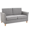 Dubbelbank comfortabele bank met afneembare kussens van linnen in lichtgrijs 141x65x78cm ideaal voor woonkamer 1
