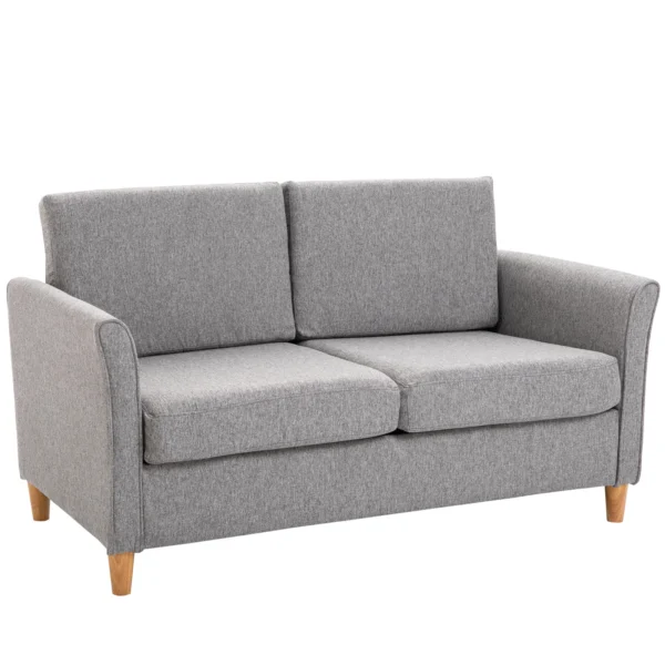 Dubbelbank comfortabele bank met afneembare kussens van linnen in lichtgrijs 141x65x78cm ideaal voor woonkamer 1