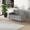 Dubbelbank comfortabele bank met afneembare kussens van linnen in lichtgrijs 141x65x78cm ideaal voor woonkamer 2