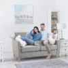 Dubbelbank comfortabele bank met afneembare kussens van linnen in lichtgrijs 141x65x78cm ideaal voor woonkamer 5