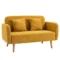 Dubbelbank loveseat met kussens, verstelbare voetensteunen, fluweelachtig polyester, schuimstof, compact ontwerp, 2 zits, natuur+geel 1