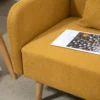 Dubbelbank loveseat met kussens, verstelbare voetensteunen, fluweelachtig polyester, schuimstof, compact ontwerp, 2 zits, natuur+geel 10