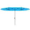 Dubbele parasol met solar led verlichting 451x267 cm aluminium uv 50+ parasol met handslinger, balkonparasol windbestendig markt parasol zonbescherming voor strand balkon tuin, blauw 1