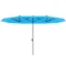 Dubbele parasol met solar led verlichting 451x267 cm aluminium uv 50+ parasol met handslinger, balkonparasol windbestendig markt parasol zonbescherming voor strand balkon tuin, blauw 1