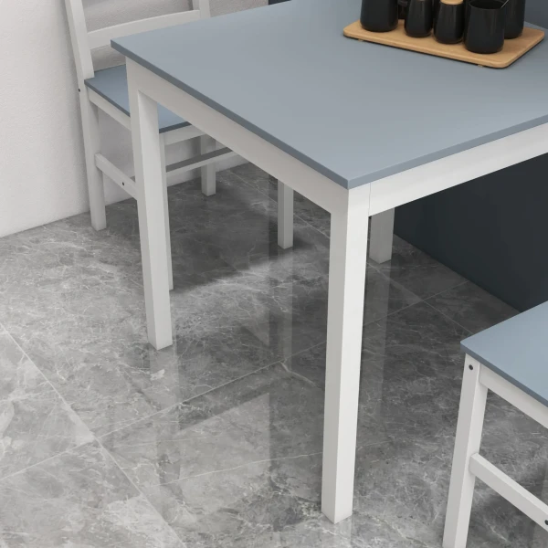 Eetgroep 3 delige keukentafelset voor 2 personen, compact in grijs en wit, grenenhout, ideaal voor keuken en woonkamer 10