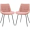 Eetkamerstoel 2 delige set keukenstoel met rugleuning, fluwelen bekleding in roze, retrodesign, stalen poten, voor woonkamer 1