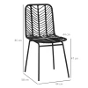 Eetkamerstoel 2 delige set keukenstoelen met rugleuning in rattan look, stabiel staal, zwart, 44x58x85cm voor modern wonen 4