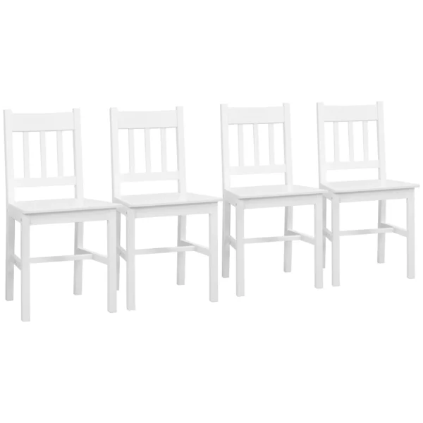 Eetkamerstoel 4 delige set moderne keukenstoelen met rugleuning, grenenhout, wit, ideaal voor keuken & woonkamer 1