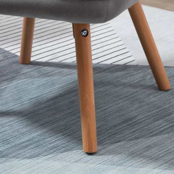 Eetkamerstoel woonkamerstoel met armleuningen en rugleuning van fluweelachtig polyester, beukenhout, grijs natuur, 71x76x101cm 9