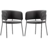 Eetkamerstoelen set van 2, keukenstoel met rugleuning, stalen poten, gestoffeerde stoel met fluweel look voor woonkamer, keuken, grijs 57 x 53 x 73 cm 1