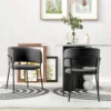 Eetkamerstoelen set van 2, keukenstoel met rugleuning, stalen poten, gestoffeerde stoel met fluweel look voor woonkamer, keuken, grijs 57 x 53 x 73 cm 10