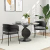 Eetkamerstoelen set van 2, keukenstoel met rugleuning, stalen poten, gestoffeerde stoel met fluweel look voor woonkamer, keuken, grijs 57 x 53 x 73 cm 2