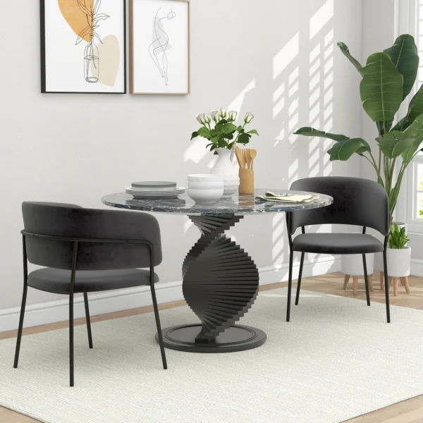 Eetkamerstoelen set van 2, keukenstoel met rugleuning, stalen poten, gestoffeerde stoel met fluweel look voor woonkamer, keuken, grijs 57 x 53 x 73 cm 2